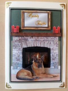 German Shepherd Fire Place Scene by Ulla Skraedderdal