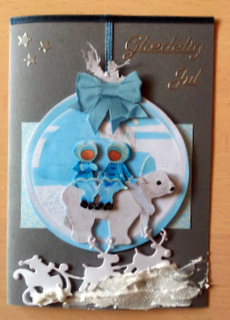 Arctic Christmas. Shaped, Folded Wobble Card Decoupage by Ulla Skraedderdal