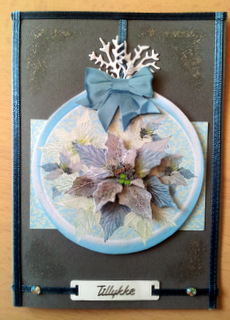 Blue Poinsettias. Shaped, Folded Wobble Card Decoupage by Ulla Skraedderdal