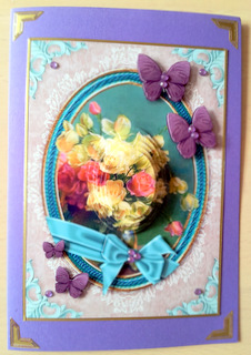 Beautiful Rose Painting in Turquoise Frame by Ulla Skraedderdal