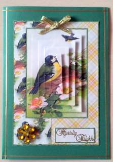 Beautiful Vintage Painted Birds A5 Quick Card by Ulla Skraedderdal
