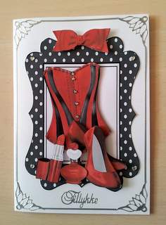 Pretty Red/black Basque with Red Shoes & Lippy by Ulla Skraedderdal