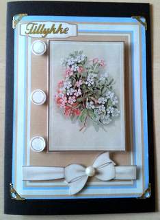Beautiful Flowers on a Cream and Blue Background by Ulla Skraedderdal