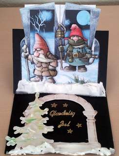 Frosty Gnomes on a Journey Over the Edge Card by Ulla Skraedderdal