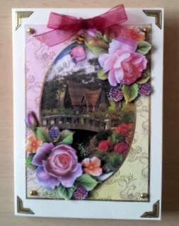Mountain Log Cabin & English Roses by Ulla Skraedderdal