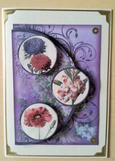 Vintage Flowers 2 Easy Cut Circular Swirl Frame Trio Card by Ulla Skraedderdal