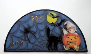 Halloween Greetings, Shaped Cut and Fold Card with Decoupage by Ulla Skraedderdal