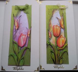 2 Spring Tulips Large Dl Toppers by Ulla Skraedderdal