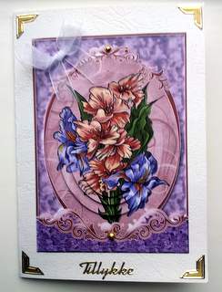 Iris Bouquet Fancy Scrolled Oval Pyramid by Ulla Skraedderdal