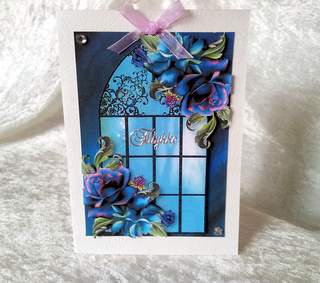 Enchanted Blue Roses Window by Ulla Skraedderdal