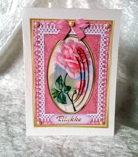 Lovely Pink Roses in Oval Frame ( Pyramids) by Ulla Skraedderdal