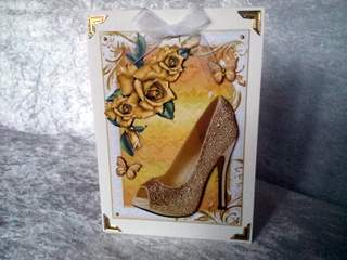 Beautiful Gold Shoe & Roses A4 by Ulla Skraedderdal
