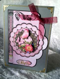 Blooms & Butterflies Scallop Shaped Card Front by Ulla Skraedderdal