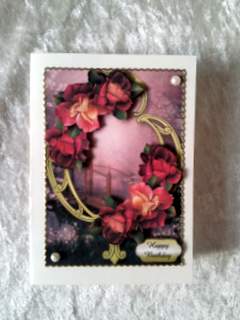 Beautiful Blush Roses & Golden Frame by Ulla Skraedderdal