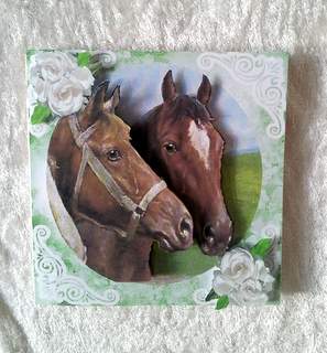 Beautiful Horses with White Roses 8x8 Mini Kit by Ulla Skraedderdal