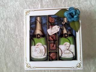 Birthday Twin Brother Champers N Chocs Shell Edged Stacker by Ulla Skraedderdal