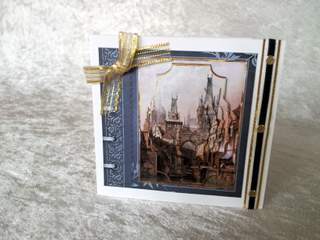 Charles Bridge Prague Card with Shaped Layers by Ulla Skraedderdal
