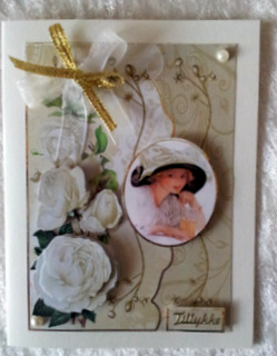 White Rose and Vintage Lady Card with Decoupage by Ulla Skraedderdal