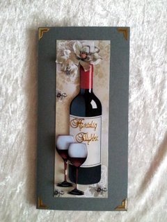 Red Wine with Glasses and Ornate Flowers Tall Dl by Ulla Skraedderdal