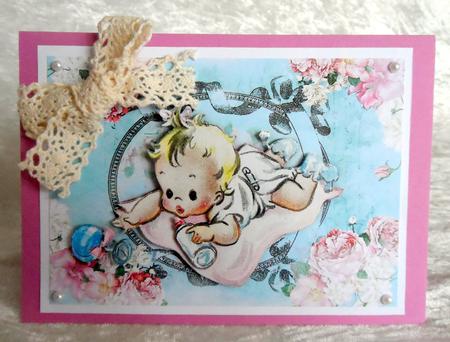 Sweet Baby Girl in Vintage Rose Frame by Ulla Skraedderdal