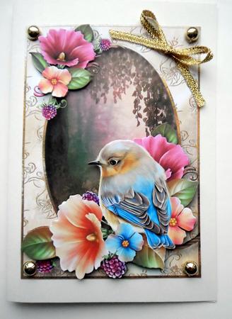 Gorgeous Blue Bird & Summer Flowers by Ulla Skraedderdal