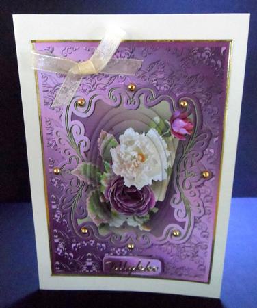 Cream and Plum Cluster Multi-use Pyramid Card by Ulla Skraedderdal