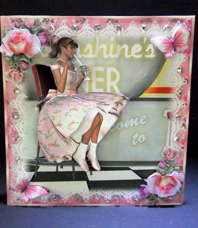 The 1950's Diner Girl Card Front Kit by Ulla Skraedderdal