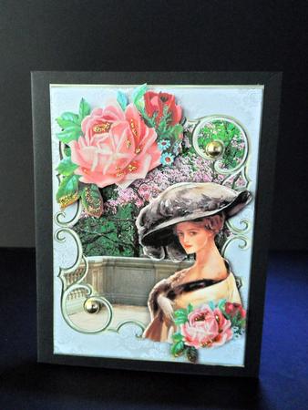 Vintage Lady with Roses in the Garden A4 by Ulla Skraedderdal