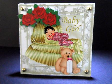 Sleeping Baby Girl with Red Roses 8x8 by Ulla Skraedderdal