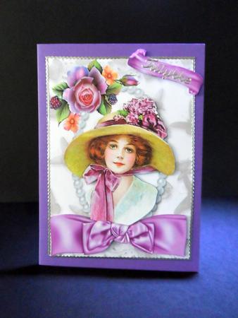 Pretty in a Bonnet with Big Bow & Roses by Ulla Skraedderdal