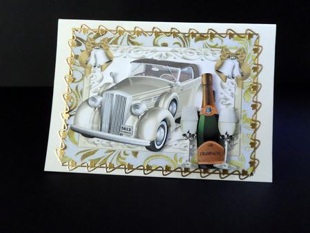 Wedding Car with Gold Bells and Champagne by Ulla Skraedderdal