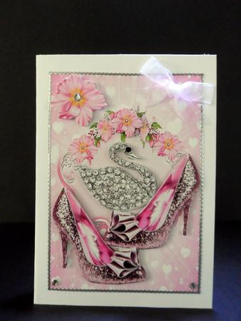 Sparkle Pink Shoes with Diamond Swan by Ulla Skraedderdal