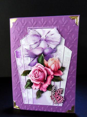 Pink & Lilac Roses on Art Deco Topper by Ulla Skraedderdal