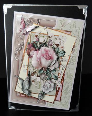 Butterfly and Mauve Rose Card and Decoupage by Ulla Skraedderdal
