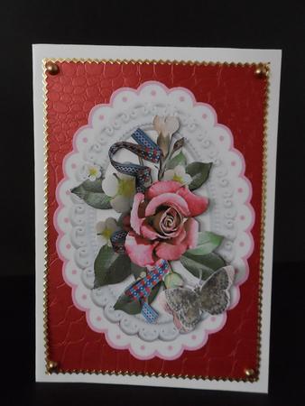 Vintage Rose in Ornate Plaque with Bow by Ulla Skraedderdal