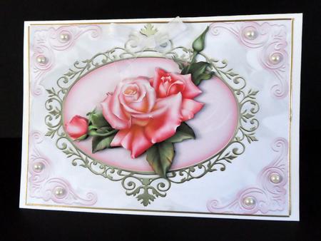 Beautiful Pink Edwardian Rose with Bow by Ulla Skraedderdal