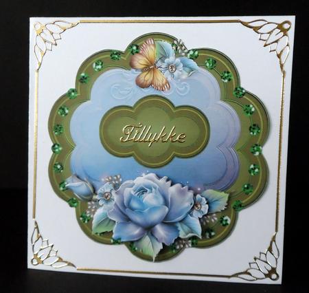 Blue Rose Card Topper by Ulla Skraedderdal