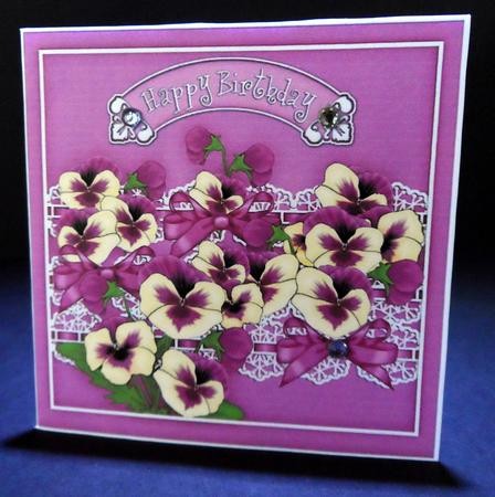 Birthday Pansies Quick Cut and Fold Card by Ulla Skraedderdal