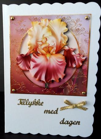 Beautiful Pink Iris with Decoupage by Ulla Skraedderdal