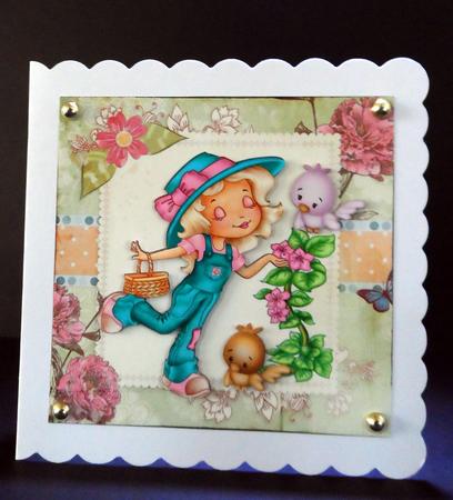 In the Garden with Little Birds 8x8 by Ulla Skraedderdal