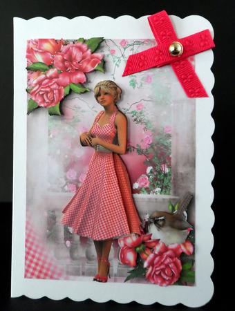 Pink Gingham Dress & Glory Roses by Ulla Skraedderdal