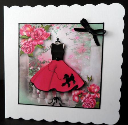 Flared Pink Poodle Dress & Glory Roses by Ulla Skraedderdal