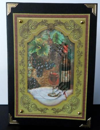 Vintage Red Wine Quick Card Topper & Pyramage by Ulla Skraedderdal