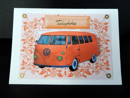 Orange Campervan in Floral Frame by Ulla Skraedderdal