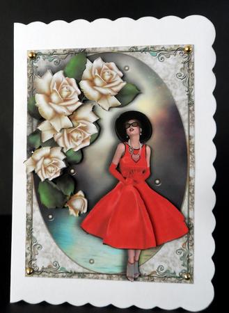 Lady in Red Female Card by Ulla Skraedderdal