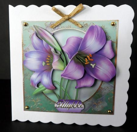 Pretty Purple Lilies with Decoupage by Ulla Skraedderdal