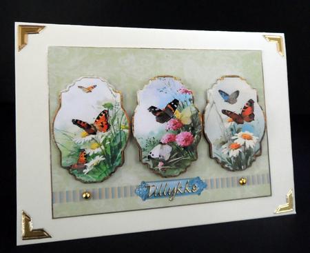 Butterfly and Flowers Panel Card with Toppers by Ulla Skraedderdal