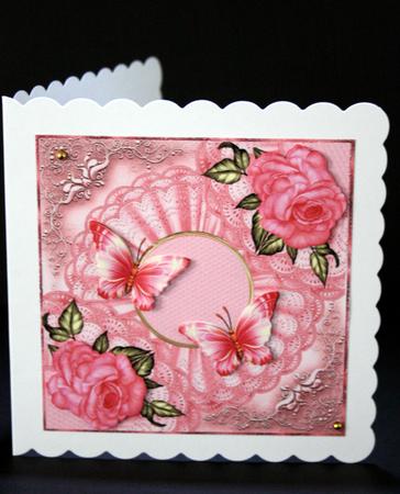 Vintage Roses & Butterflies in Pink & Gold by Ulla Skraedderdal