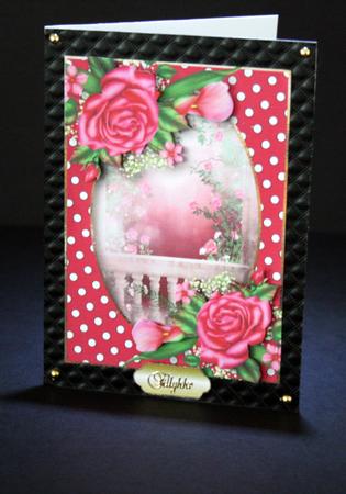 Pretty Pink Roses and Dotty Frame by Ulla Skraedderdal