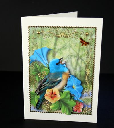 Beautiful Blue Bird with Decoupage by Ulla Skraedderdal